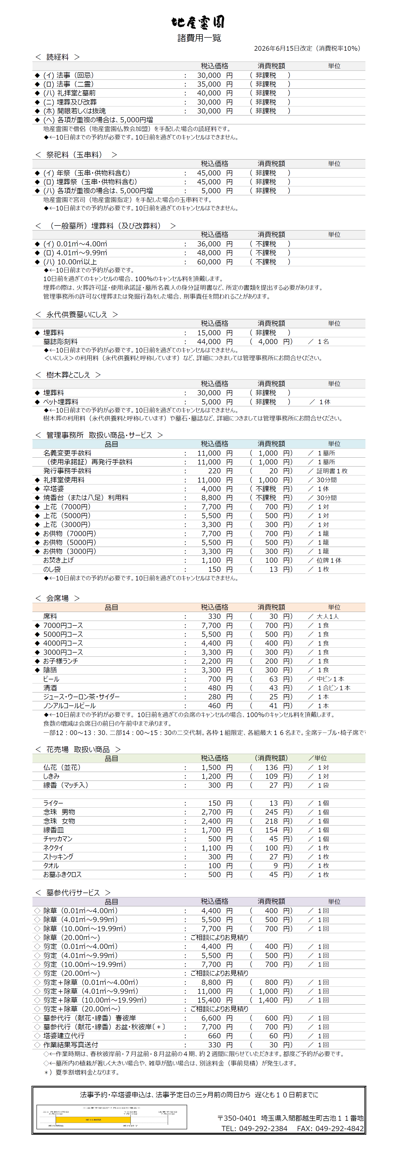 諸費用一覧表2026年